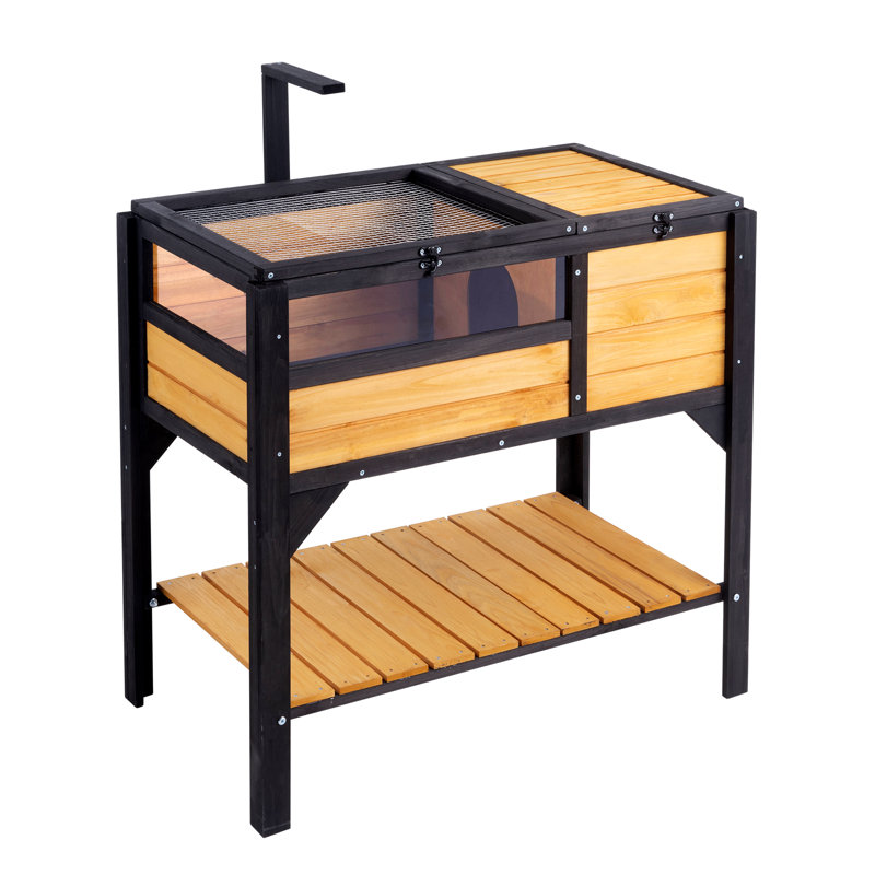 Natural Cedar and Black Wood Tortoise Habitat with Stand