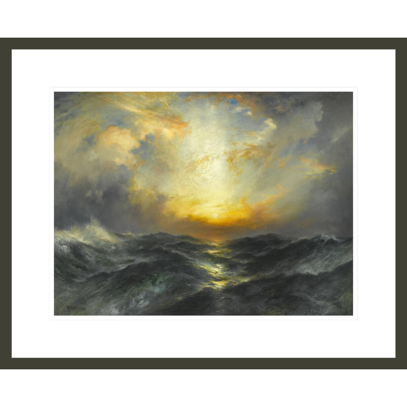 Coucher de soleil à la mer par Thomas Moran - Impression giclée encadrée, H 17,71 po x l 21,75 po