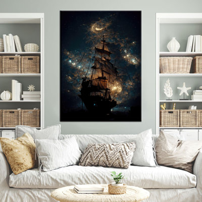 Modern Wall Decor Cotton Canvas Poster Featuring Abstract Art of a Sailing Ship Ideal for Personalized Baby Boy Gift