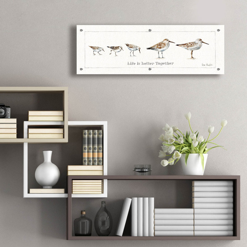 «Pebbles and Sandpipers I» par Lisa Audit, art mural en verre acrylique, H 12 po x l 36 po