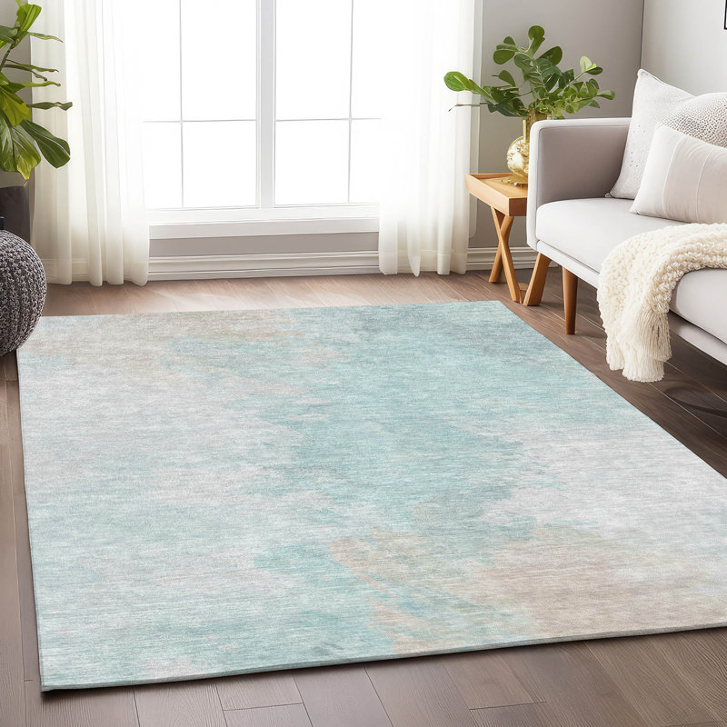 Tapis intérieur / extérieur lavable à la machine Cinead ACN1675 Seafoam, Rectangle 2 pi 6 po x 3 pi 10 po