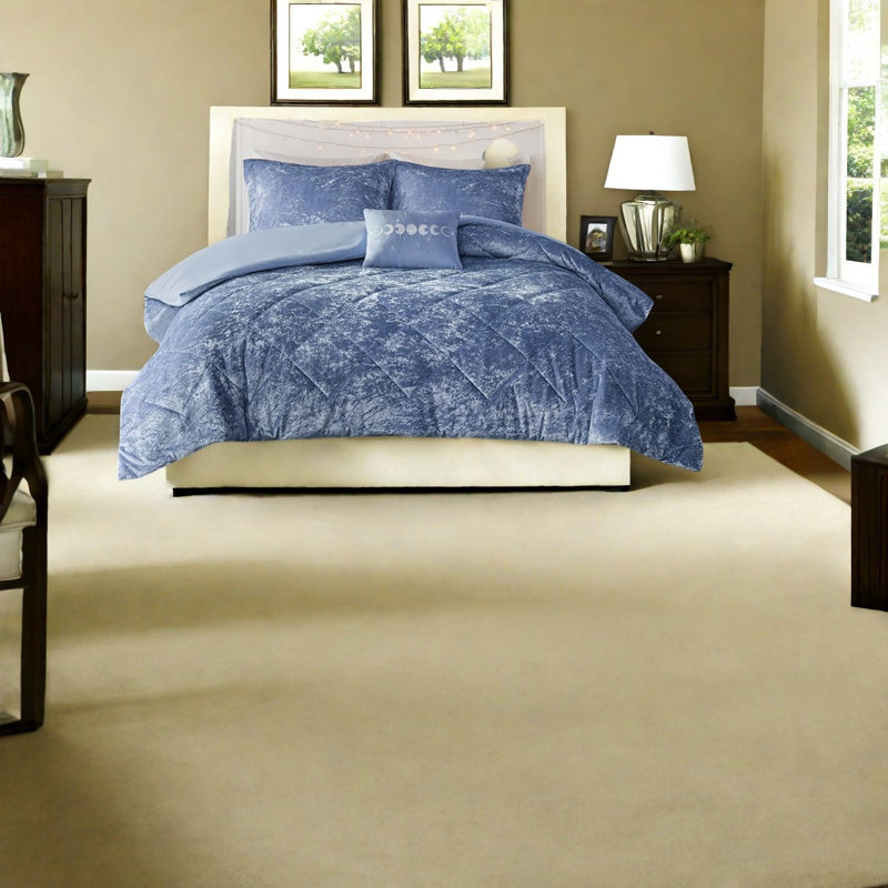 Ensembles de literie en velours luxueux, polyester bleu, style matelassé pour la maison
