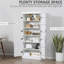 Garde-manger 70 po blanc, 6 tablettes avec 2 tablettes réglables et 4 portes pour garde-manger autoportant,