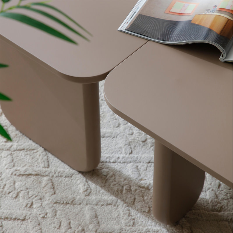 Ensemble de 2 tables basses modulaires modernes (seulement la table incluse), Kaki