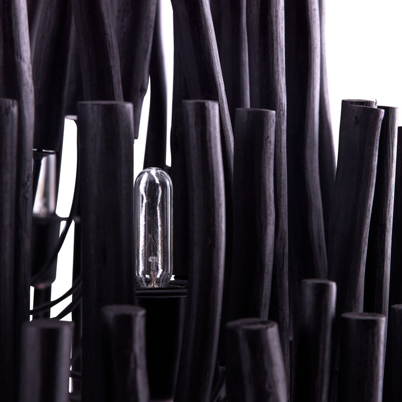 Tilda Chandelier, Black Stained Wood, 38" H x 36" W x 36" D