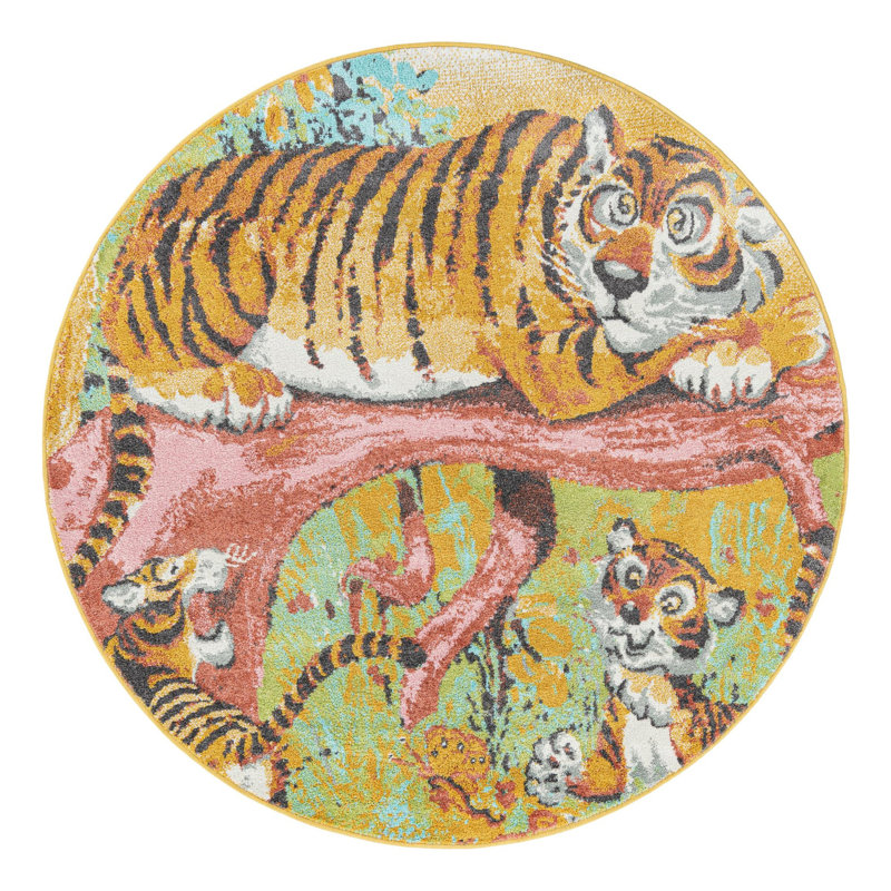 Unique Loom Tigger Whimsy Kids Rug, Round 6'1"