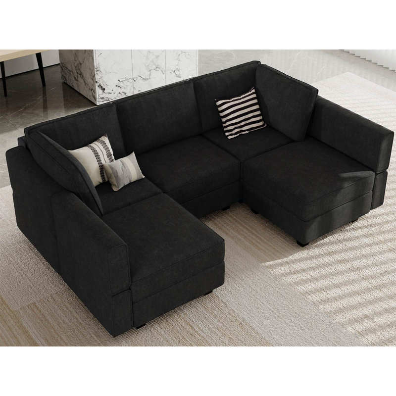 Petit canapé modulaire Kimbrel, Mélange de polyester noir