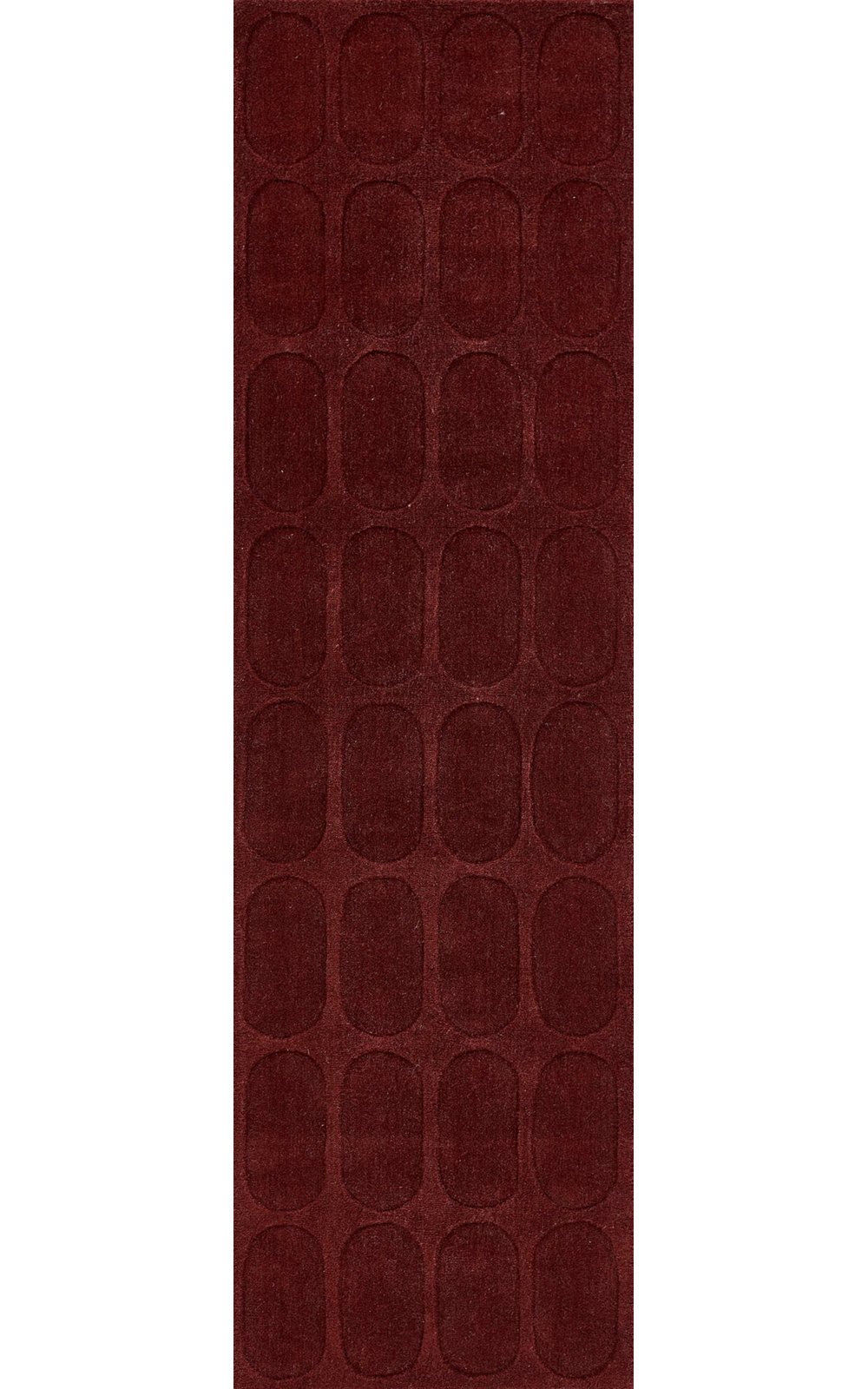 Mazzi Burgundy Hand-Loomed Geometric Wool Rug, Runner 2'3" x 8'