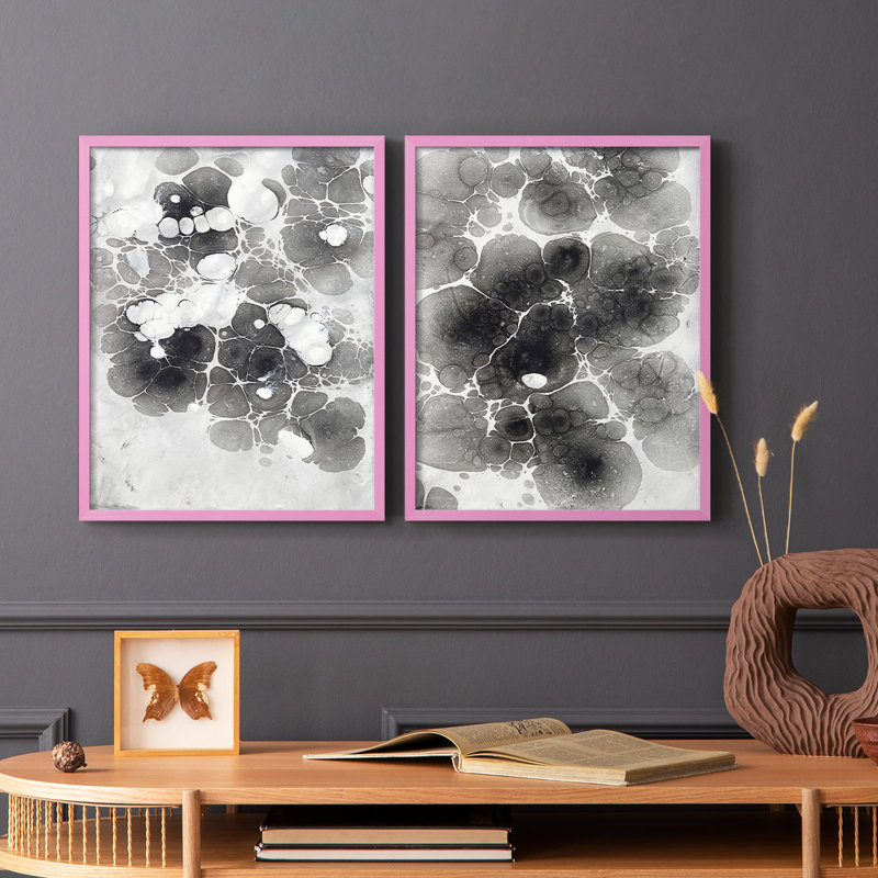 Impression encadrée de qualité supérieure Marble XIII - prête à être accrochée - aucun clou requis - aucun clou requis, Rose