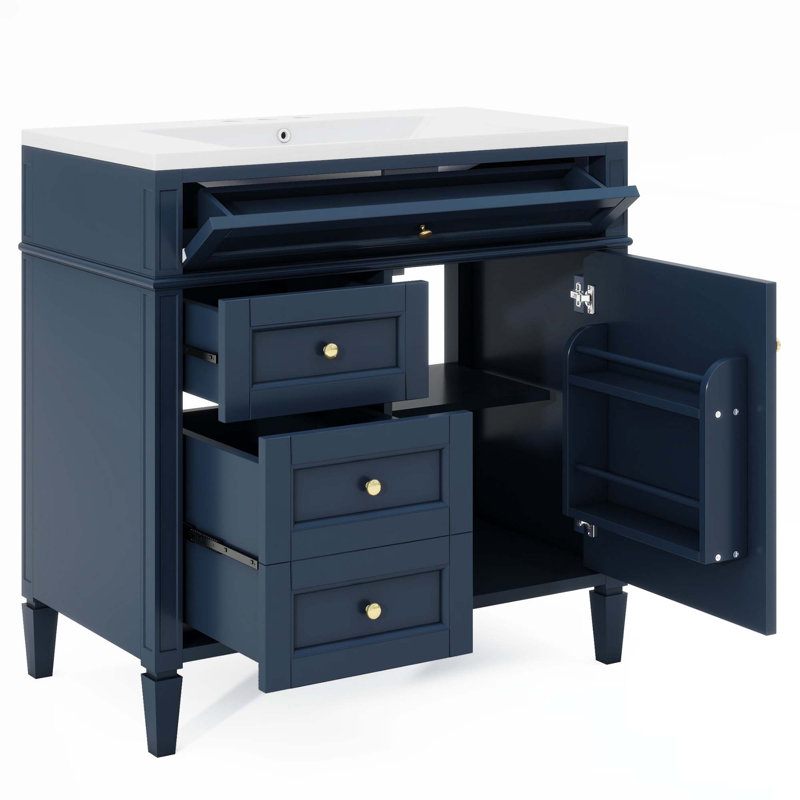 Meuble-lavabo 36 po avec armoire à pharmacie, Bleu