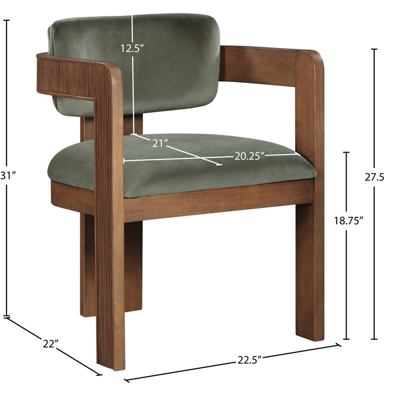 Chaise rembourrée Sacha Frink, Velours vert, Brun