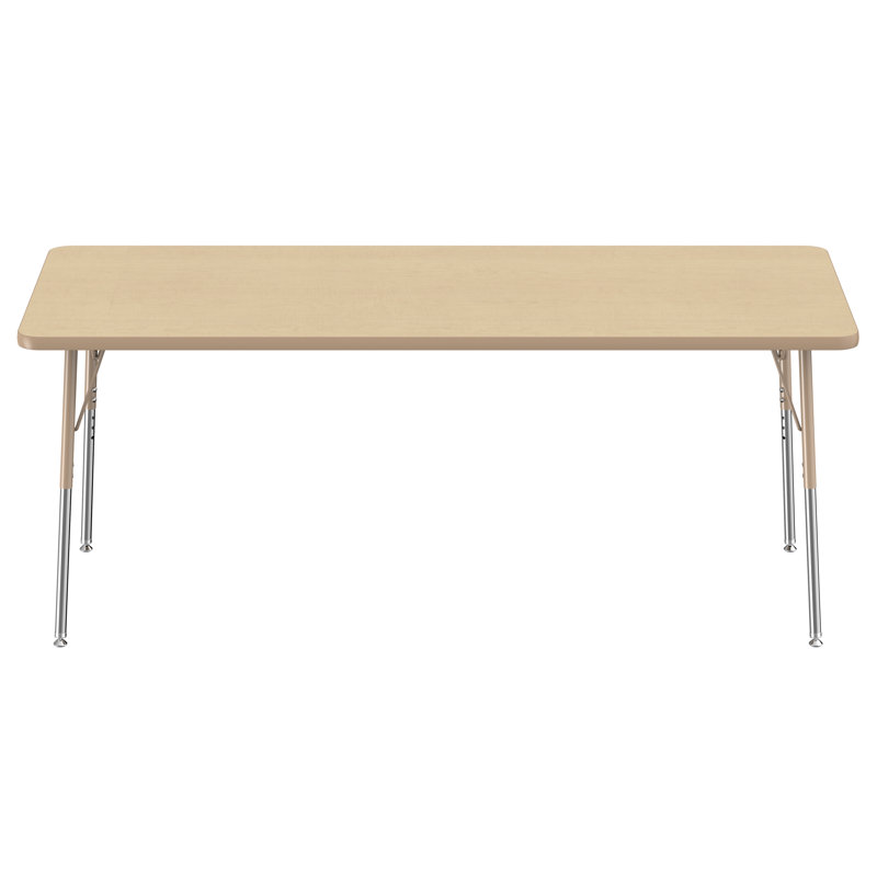 Rectangle T-Mould Adjustable Height Activity Table, 30" x 72", Maple/Maple/Sand, Standard Swivel Glide