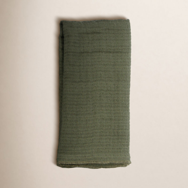 Serviette réversible en mousseline avec ourlet surjeté, Sauge
