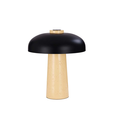 Lampe de table en résine avec un design à intensité variable et un abat-jour en métal noir