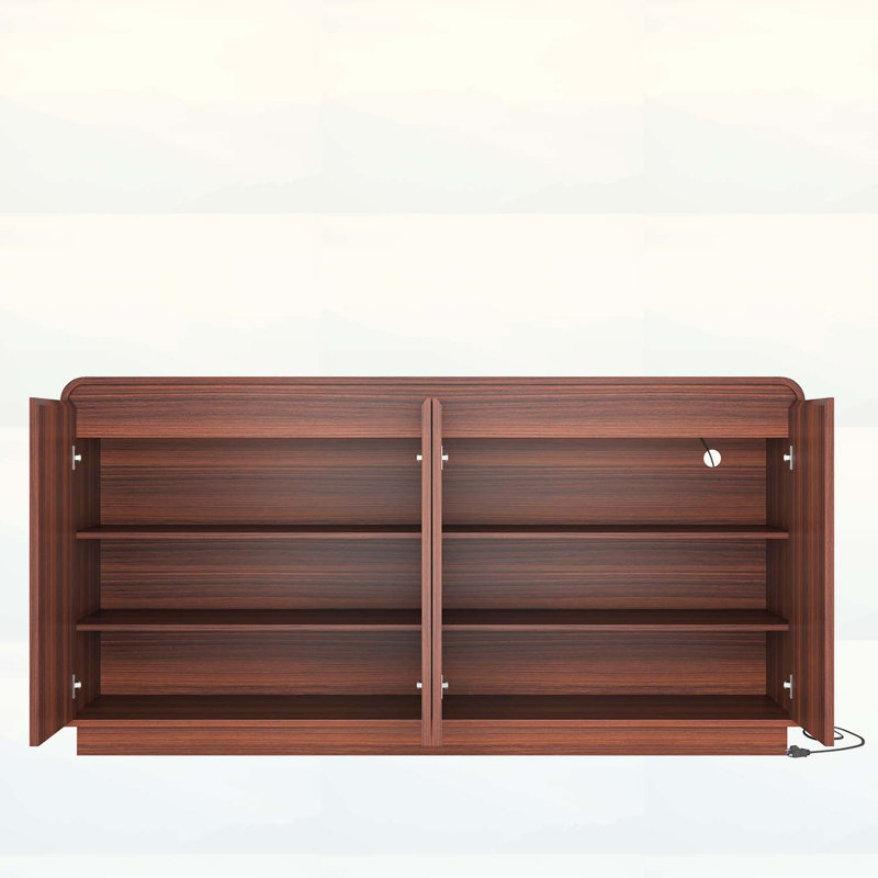 Adjustable 3-Tier Particle Board Storage Cabinet, Walnut