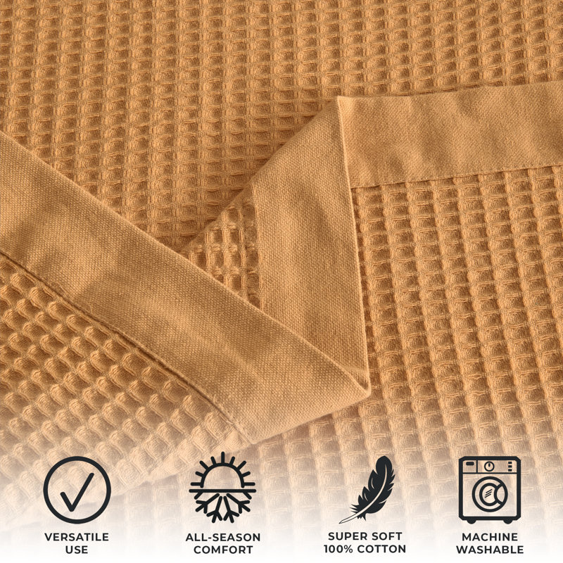 Marigold Twin Waffle Weave Cotton Knitted Blanket