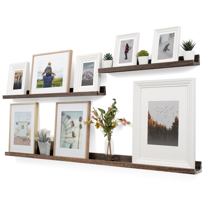 August Grove® Abid 3 Piece Paulownia Picture Ledge Wall Shelf & Reviews ...
