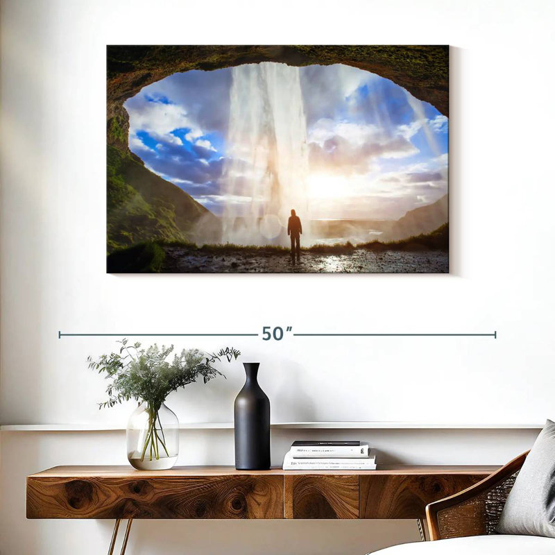 Alvord Behind Seljalandsfoss Waterfall, 26" H x 39" W