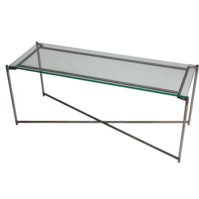 Bedell 123.3cm Glass Top Console Table, Metal, 74.7cm H x 83.2cm W x 42.5cm D