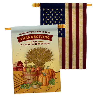 Drapeau de l'Action de grâce 2 côtés en polyester 40 x 28 po