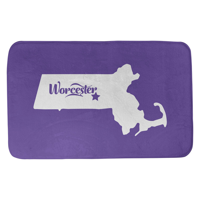 Tapis rectangulaire antidérapant pour salle de bain, L 17 po x L 21 po, Mauve, Worcester, Massachusetts