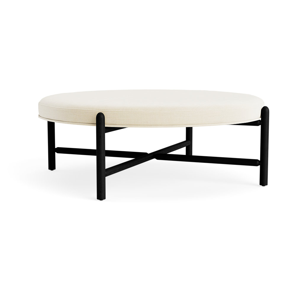 Vane 48" Upholstered Ottoman, Cream, Black