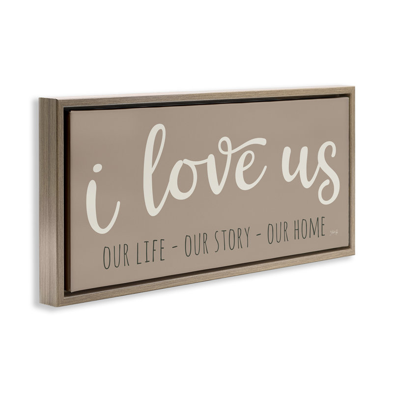 «I Love Us Romantic Floater» par Marla Rae, Cadre flottant orme Montalcino, H 14 po x l 31 po