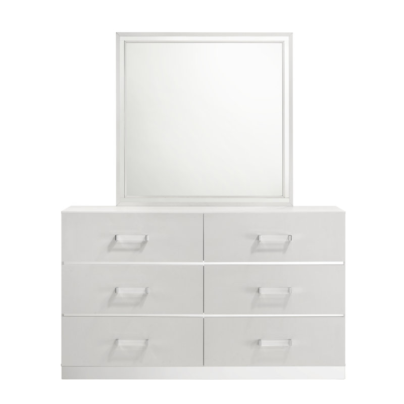 Commode horizontale en bois avec miroir Alyviah