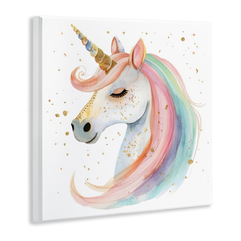 Plaque murale en forme de licorne pastel dorée, design by Creative Studio