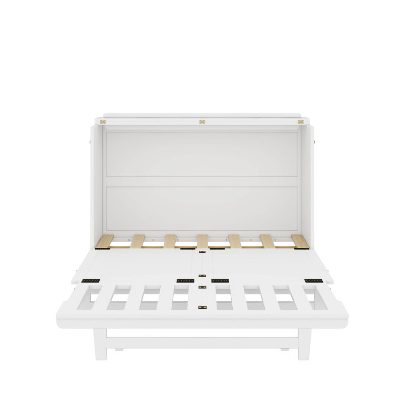 Lit escamotable avec tiroir, ports USB et prises USB, Blanc, Grand lit