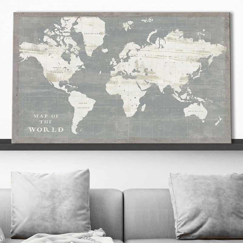 Carte du monde en ardoise par Sue Schlabach - impression, Toile tendue, H 24 po x l 40 po x P 1,5 po