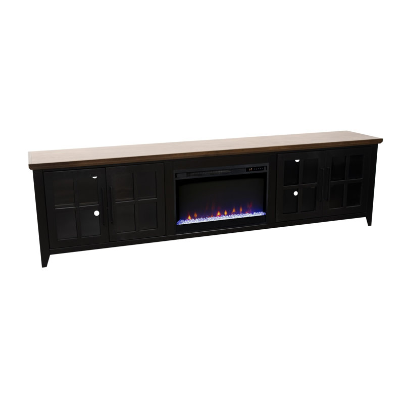 Meuble télé Providence de 96 po pour téléviseur de 100 po ou moins, assemblage minimal requis, finition noire et bourbon, Oui