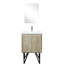Meuble-lavabo rustique de 61 cm de large avec surface en quartz blanc, robinet et miroir de 46 cm pour une salle de bain raffinée et décorée avec comptoir et fixation murale fonctionnels.