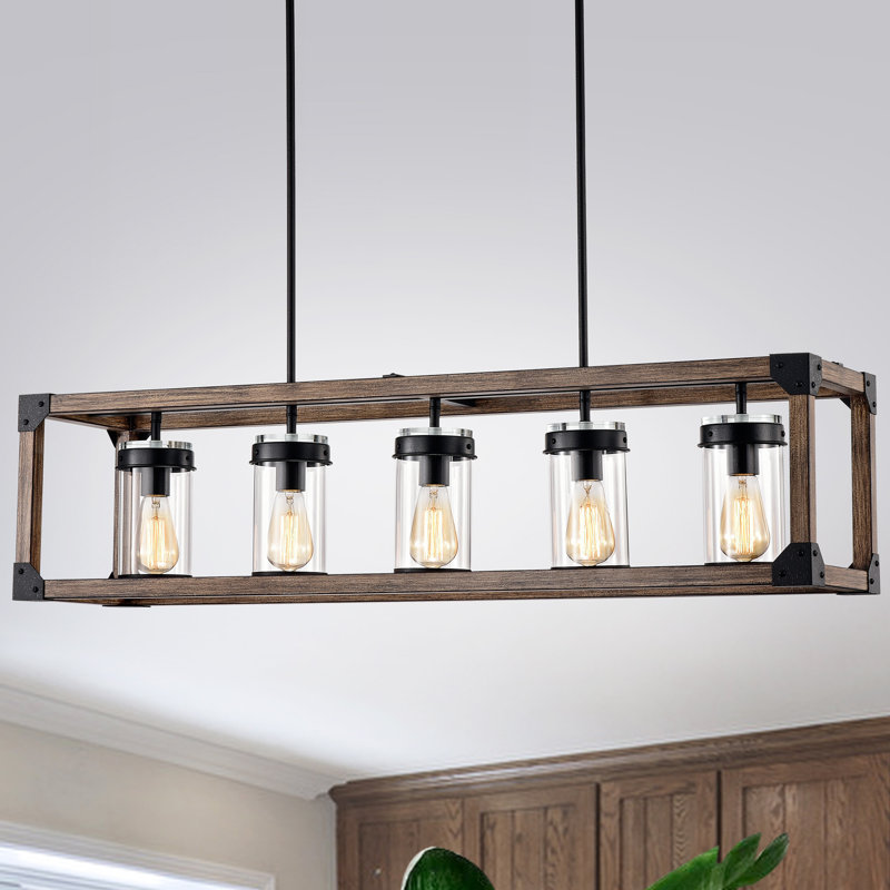 Luminaire suspendu linéaire pour îlot de cuisine 5 lumières Kirstie