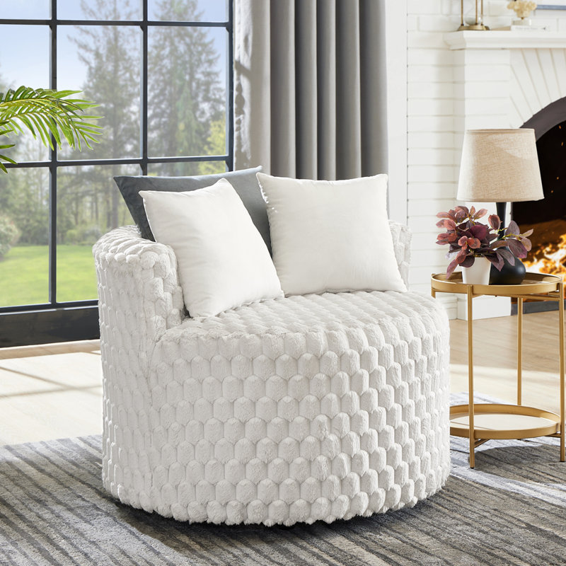 Fauteuil d'appoint rembourré avec roulettes, Blanc cassé