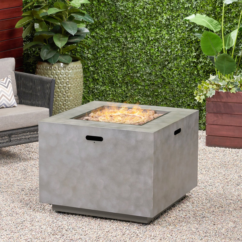 Square Iron Fire Pit-50 000 Btu, Stone Grey