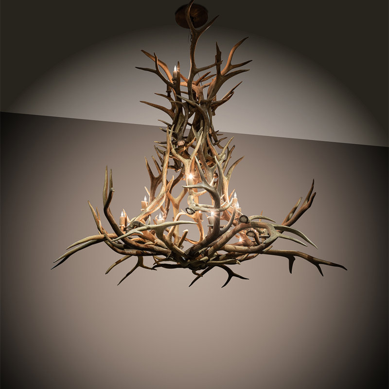Rustic Lodge 20 - Light Antler Dimmable Empire Chandelier