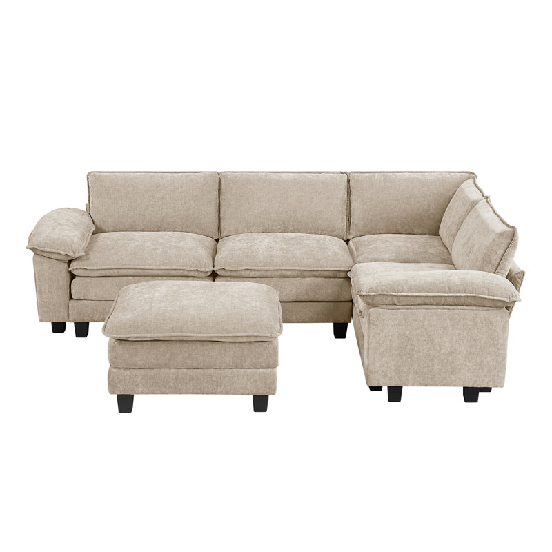 Ensemble de conversation modulaire 5 pièces Modern Modern, Tissu taupe