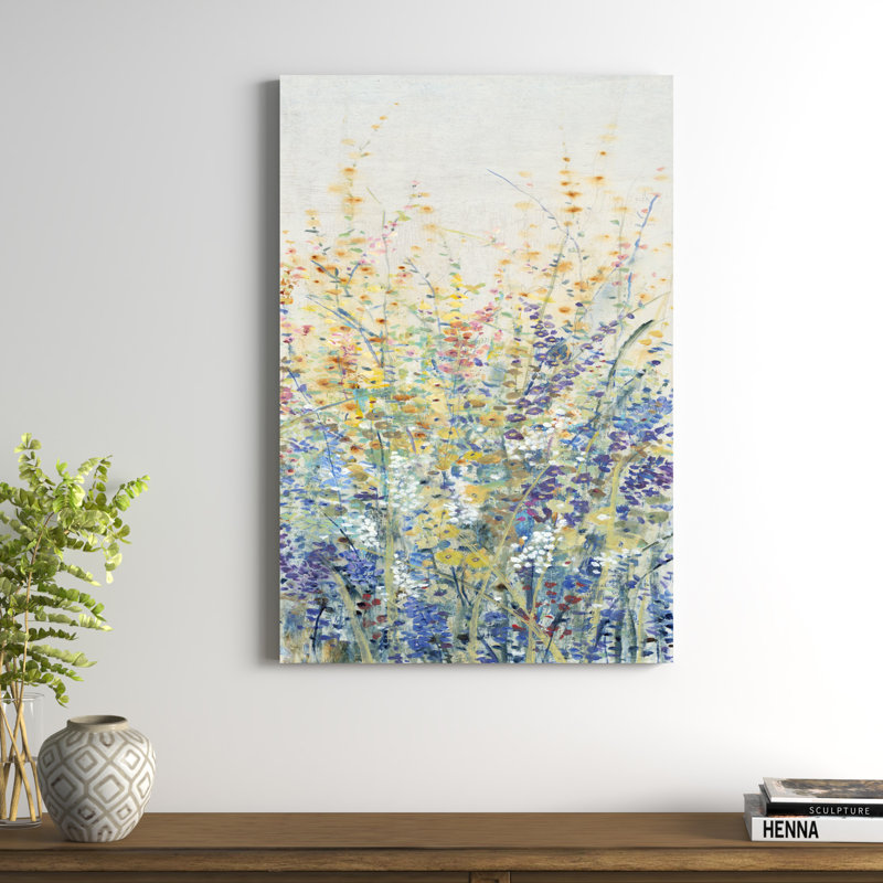 «Wildflower Panel I» par Timothy O 'Toole - reproduction d'art sur toile, Cadre blanc, H 19,625 po x l 13,625 po x P 1 po