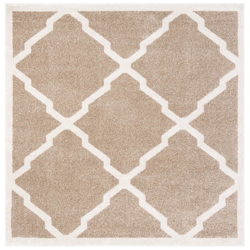 Ammundsen Geometric Wheat/Beige Indoor Area Rug, Square 5'