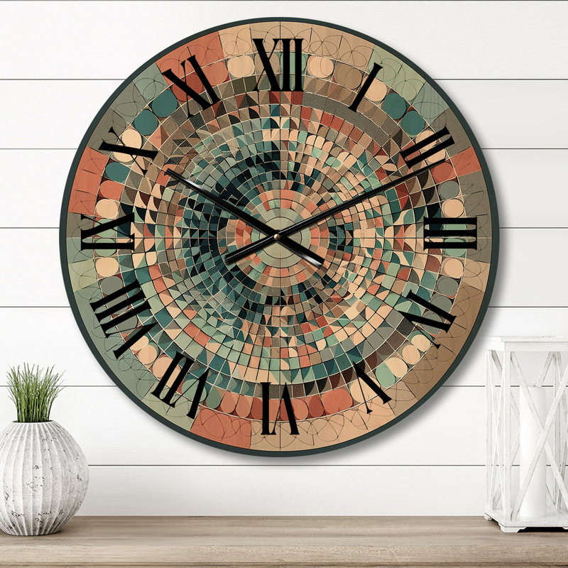 Horloge murale moderne en bois surdimensionnée The Great Mystery Mandala Illustration IV, Petit