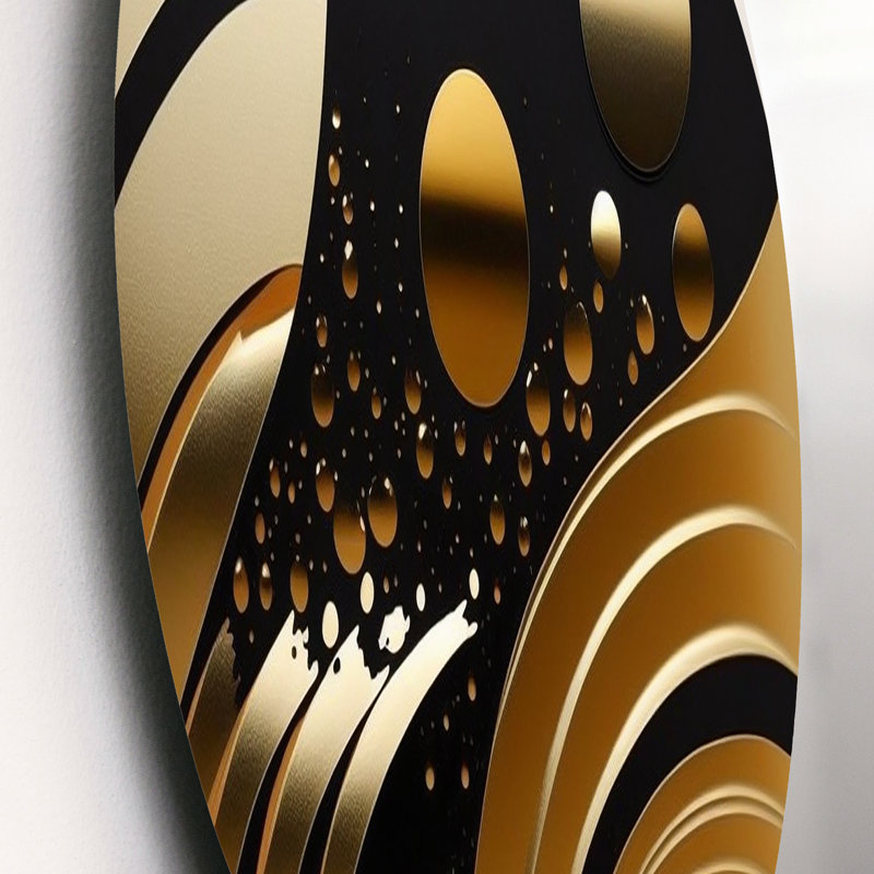 Golden Circular Universe IV - Art mural rond abstrait géométrique sur métal, L 29 po x H 29 po