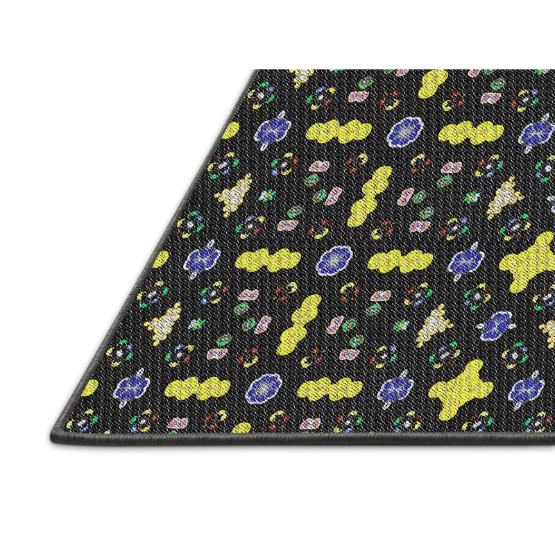Tapis décoratif géométrique/jaune, Tapis de couloir 2 pi x 5 pi