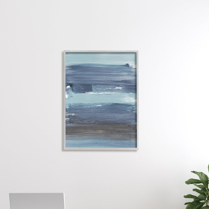 Océan bleu foncé vagues mouvements nautiques - peinture, H 20 po x l 16 po x P 1,5 po, Estampe numérique Farmhouse