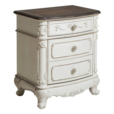 Table de chevet avec 3 tiroirs, table de chevet de chambre à coucher traditionnelle pour la maison
