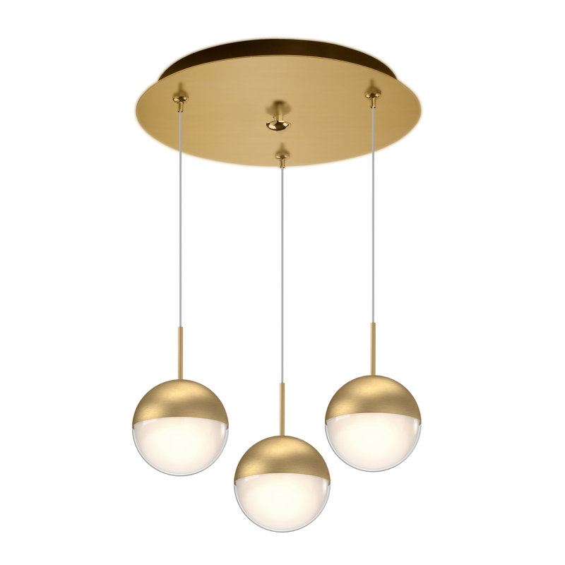 Pluto LED Pendant, Brushed Gold, 3 Lights, 26 W