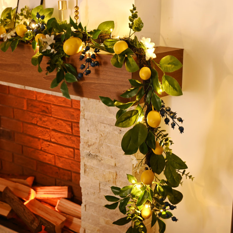 6.1FT Spring Artificial Lemon Garland with Lights - Faux Fruit Vine