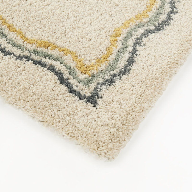 Blue/Green Squiggle Border Area Rug, Rectangle 5'3" x 7'