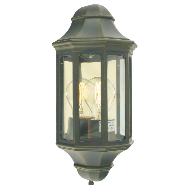 Werchter Outdoor Wall Lantern, Black/Gold, 41cm H x 18cm W x 13cm