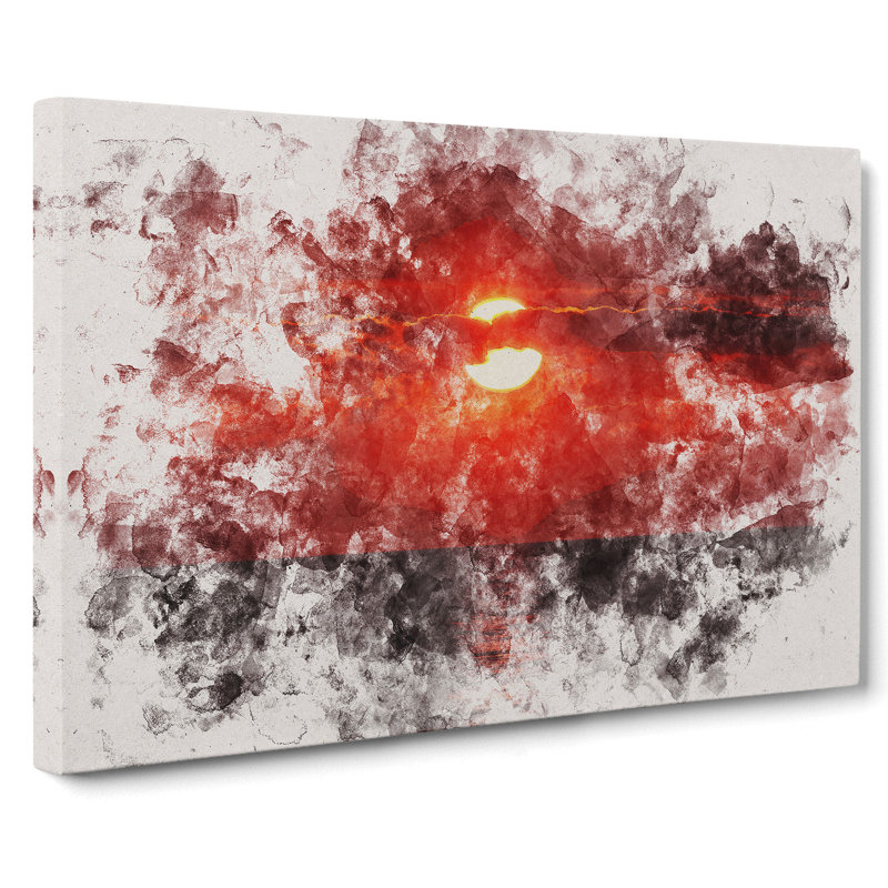 Red Sunset - Wrapped Canvas Print, 60cm H x 91cm W x 3cm D